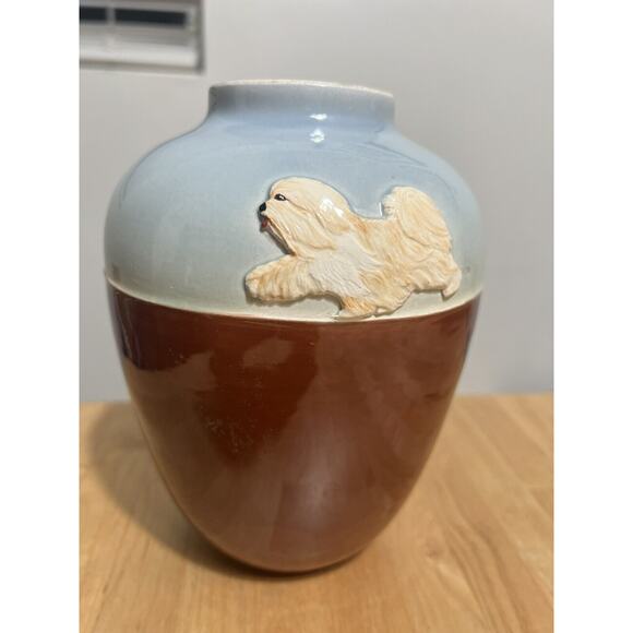 Vintage Vase Ceramic arnel's Signed 7.5” Maltese Dog - Picture 1 of 5